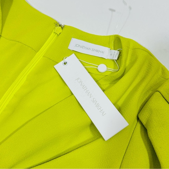 Jonathan Simkhai Kayleigh Cutout Crepe Mini Dress Lime Yellow - Picture 11 of 16